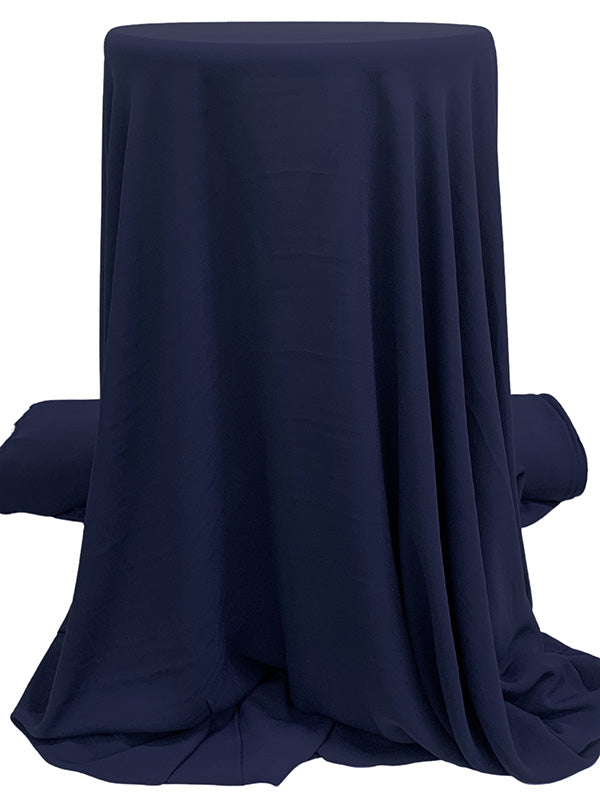 Navy Blue 100% Polyester Georgette - Famous Dress Designer - 58W