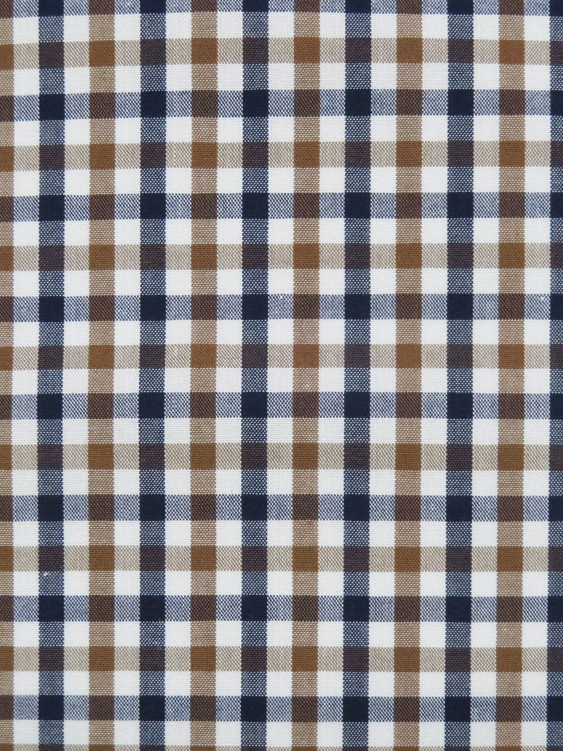Willow Brown/Navy/White 100% Cotton Small Check Plaid Shirting 56W
