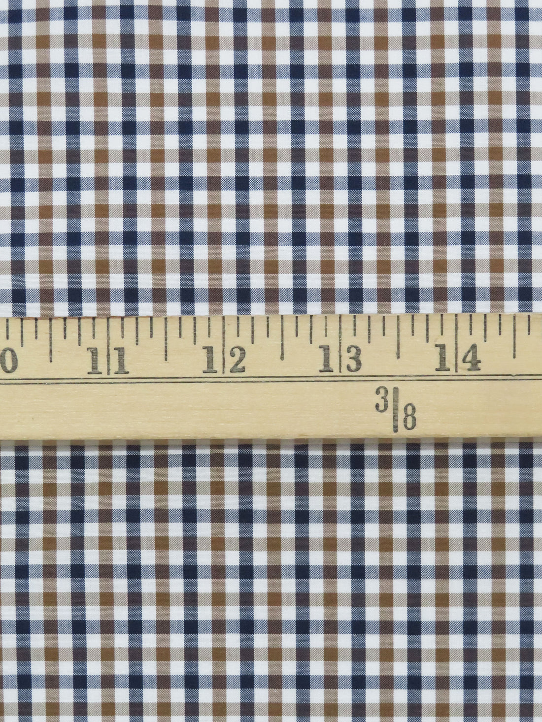Willow Brown/Navy/White 100% Cotton Small Check Plaid Shirting 56W