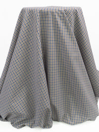 Willow Brown/Navy/White 100% Cotton Small Check Plaid Shirting 56W