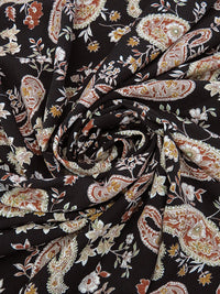 Black/Chocolate Brown/Dark Taupe/Multi 100% Polyester Floral Paisley Print Blouse Weight Woven 60W