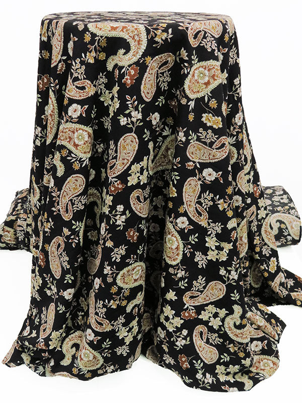 Black/Chocolate Brown/Dark Taupe/Multi 100% Polyester Floral Paisley Print Blouse Weight Woven 60W