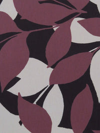 Black/Dark Mulberry/Stone Gray 100% Polyester Floral Leaf Silhouette Print Crepe de Chine - NY Designer - 60W