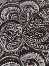 Black/Dark Chocolate Brown/Stone Beige 100% Polyester Paisley Print Crepe de Chine - NY Designer - 60W