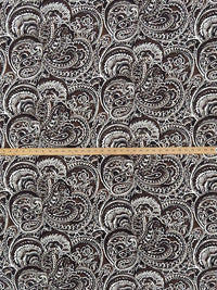 Black/Dark Chocolate Brown/Stone Beige 100% Polyester Paisley Print Crepe de Chine - NY Designer - 60W