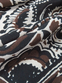 Black/Dark Chocolate Brown/Stone Beige 100% Polyester Paisley Print Crepe de Chine - NY Designer - 60W