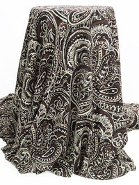 Black/Dark Chocolate Brown/Stone Beige 100% Polyester Paisley Print Crepe de Chine - NY Designer - 60W