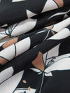 Black/Pale Cement Gray/Sepia Brown 100% Polyester Floral Print Crepe de Chine - NY Designer - 58W