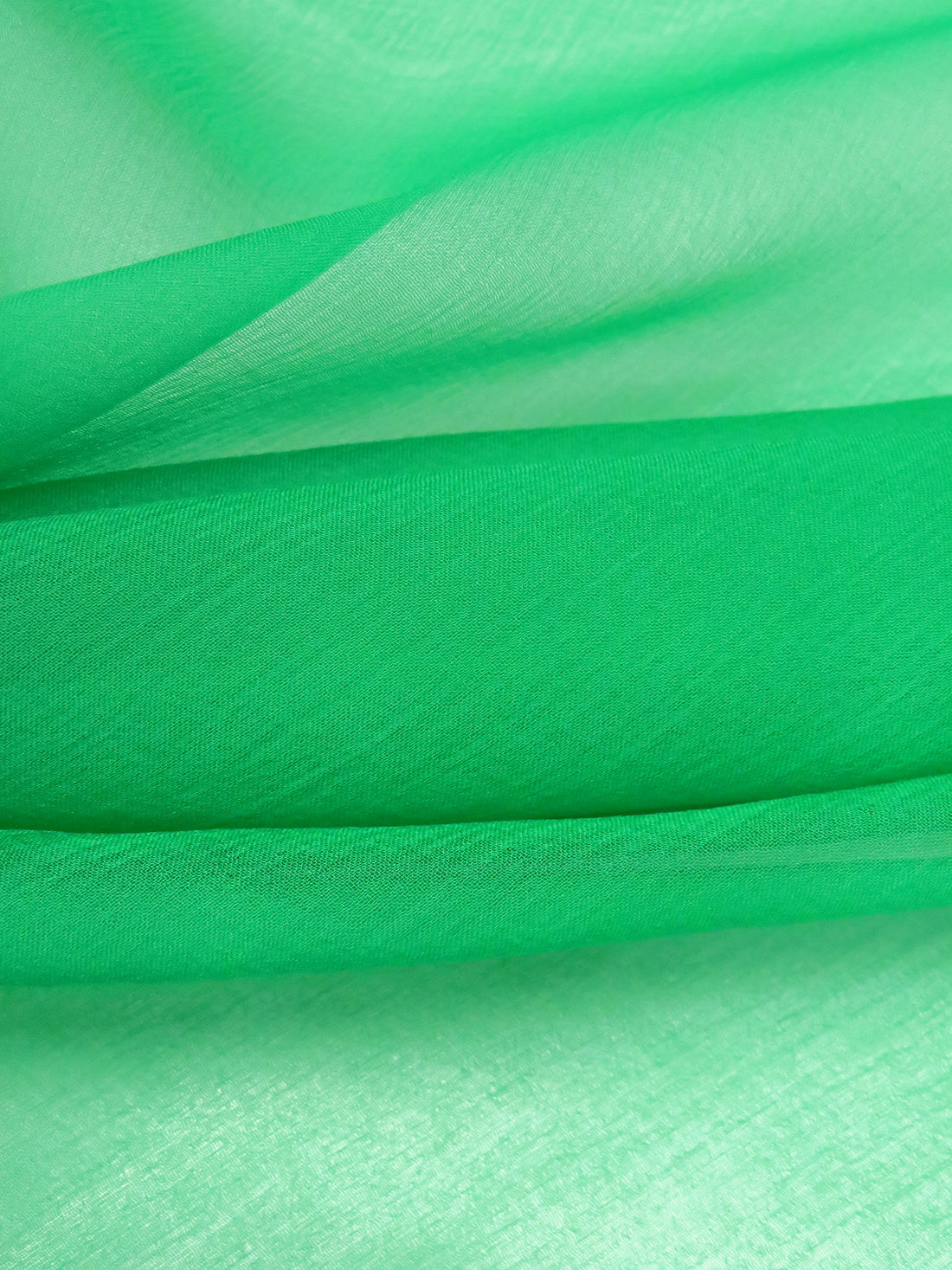 Spring Green 100% Silk Crinkle Chiffon 44W