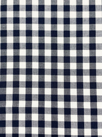Navy/White 100% Cotton Small Gingham Check Shirting 56W