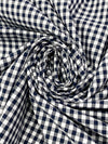 Navy/White 100% Cotton Small Gingham Check Shirting 56W
