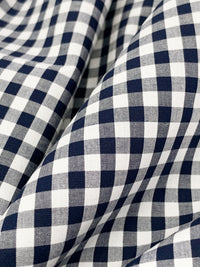 Navy/White 100% Cotton Small Gingham Check Shirting 56W