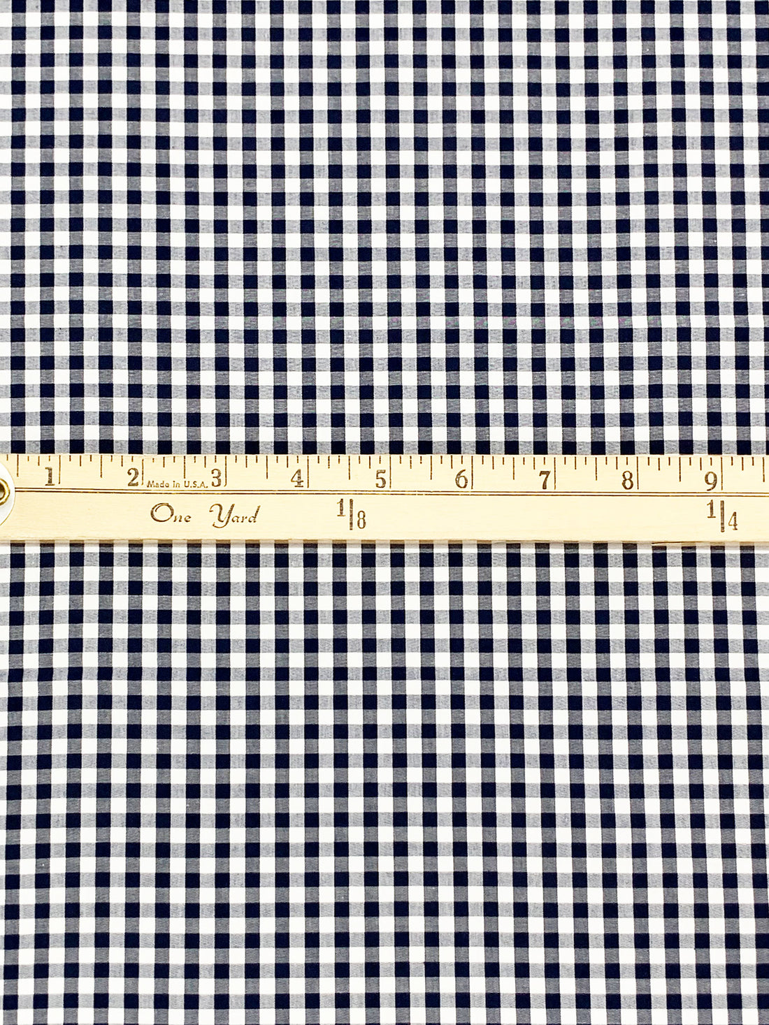 Navy/White 100% Cotton Small Gingham Check Shirting 56W
