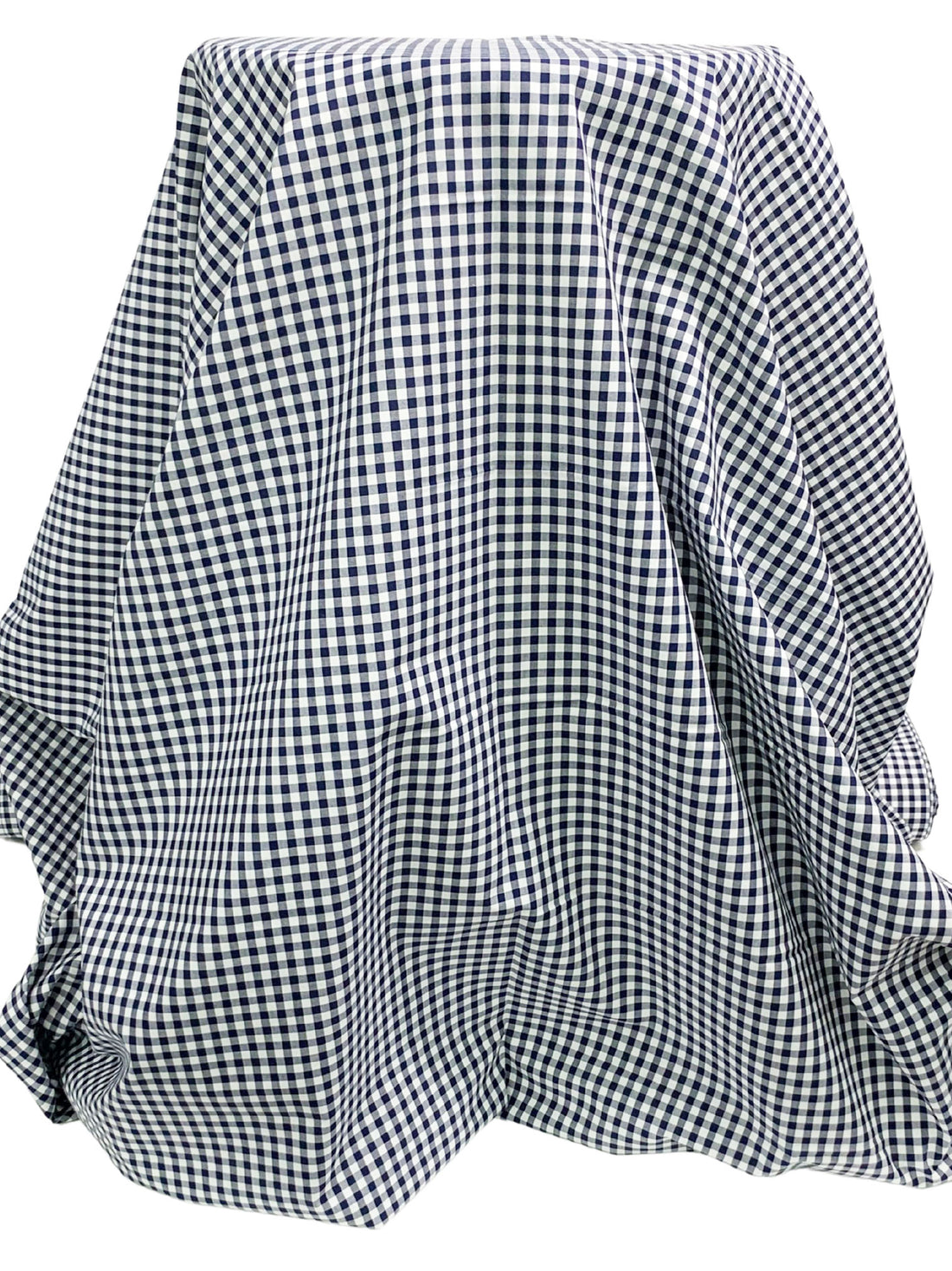 Navy/White 100% Cotton Small Gingham Check Shirting 56W