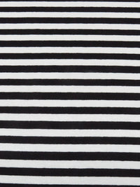 Black/Chalk White Rayon/Lycra Horizontal Stripe Jersey Knit 62W