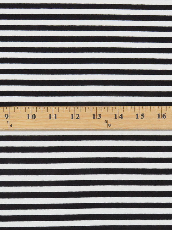 Black/Chalk White Rayon/Lycra Horizontal Stripe Jersey Knit 62W