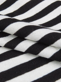 Black/Chalk White Rayon/Lycra Horizontal Stripe Jersey Knit 62W