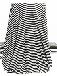 Black/Chalk White Rayon/Lycra Horizontal Stripe Jersey Knit 62W