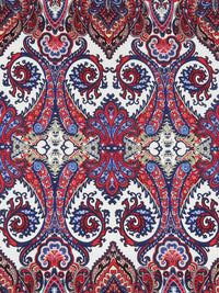 Deep Sapphire/Bright Apple Red/White/Multi Rayon/Lycra Ornate Floral Print Jersey Knit 54W