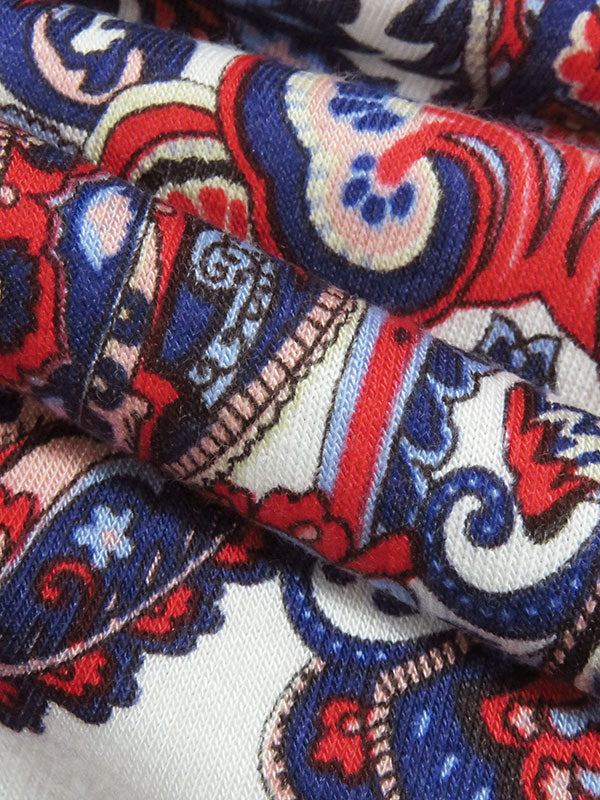 Deep Sapphire/Bright Apple Red/White/Multi Rayon/Lycra Ornate Floral Print Jersey Knit 54W