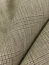 Dusty Cream/Brown/Dark Tan 100% Linen Glen Plaid Design Suiting 56W