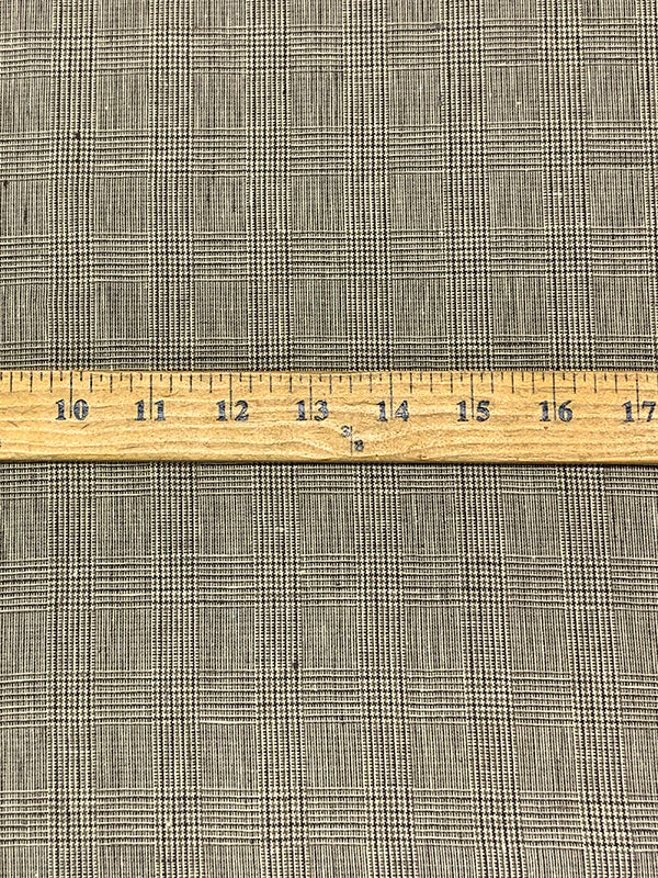 Dusty Cream/Brown/Dark Tan 100% Linen Glen Plaid Design Suiting 56W