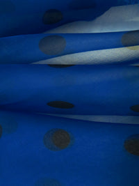 Dark Blue/Black 100% Silk Dot Print Chiffon 43W