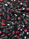 Black/Hot Pink/Rouge Red/Multi Polyester/Lycra Kisses Print Brushed Sweater Knit - NY Designer - 58W