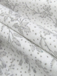 White/Pewter Gray/Coin Gray Cotton/Rayon Floral Branches Dot Print Jersey Knit 60W