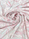 Pale Ballet Pink/Sea Glass Green/White/Multi Cotton/Rayon Paisley Print Jersey Knit 62W