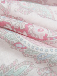 Pale Ballet Pink/Sea Glass Green/White/Multi Cotton/Rayon Paisley Print Jersey Knit 62W