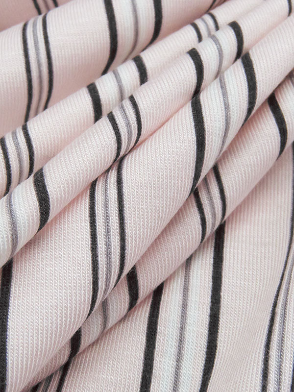 Pale Ballet Pink/Black/Graphite/White Rayon/Lycra Vertical Stripe Print Jersey Knit - NY Designer - 58W