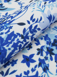 Cold White/Deep Cobalt/Sky Blue/Multi 100% Polyester Floral Print Crepe de Chine 58W