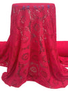 Amaranth 100% Polyester Floral Medallion Lace - Famous Dress Designer - 54W