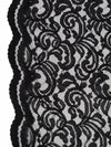 Black 100% Polyester Floral Corded Lace Netting - Famous Dress Designer - 54W