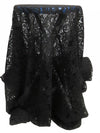 Black 100% Polyester Floral Corded Lace Netting - Famous Dress Designer - 54W