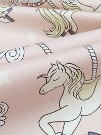 Dusty Ballet Pink/Pale Buttercream/Dusty Aqua/Multi 100% Cotton Carousel Horse Print Shirt Weight Woven 64W