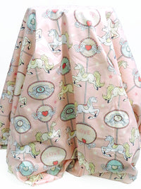 Dusty Ballet Pink/Pale Buttercream/Dusty Aqua/Multi 100% Cotton Carousel Horse Print Shirt Weight Woven 64W