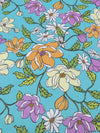 Bright Celeste Blue/Amethyst/Olive/Multi 100% Cotton Floral Print Voile 56W