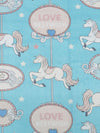 Sky Blue/Dusty Peach/Pale Buttercream/Multi 100% Cotton Carousel Horse Print Shirt Weight Woven 64W