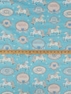 Sky Blue/Dusty Peach/Pale Buttercream/Multi 100% Cotton Carousel Horse Print Shirt Weight Woven 64W