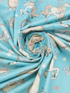 Sky Blue/Dusty Peach/Pale Buttercream/Multi 100% Cotton Carousel Horse Print Shirt Weight Woven 64W