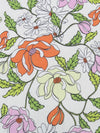 White/Flame Orange/Fern Green/Multi 100% Cotton Floral Print Voile 55W