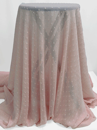 Light Dusty Rose Polyester/Lurex Vertical Metallic Stripe Swiss Dot Crinkle Chiffon 58W