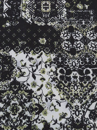 Black/Ice Lilac Gray/Olive/Tan 100% Polyester Floral Patchwork Print Georgette 64W