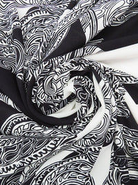 Black/White 100% Polyester Abstract Paisley Print Georgette 60W