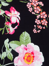 Black/Asparagus/Light Pink/Multi Rayon/Linen Large Floral Stems Print Shirt Weight Woven 54W