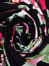 Black/Asparagus/Light Pink/Multi Rayon/Linen Large Floral Stems Print Shirt Weight Woven 54W