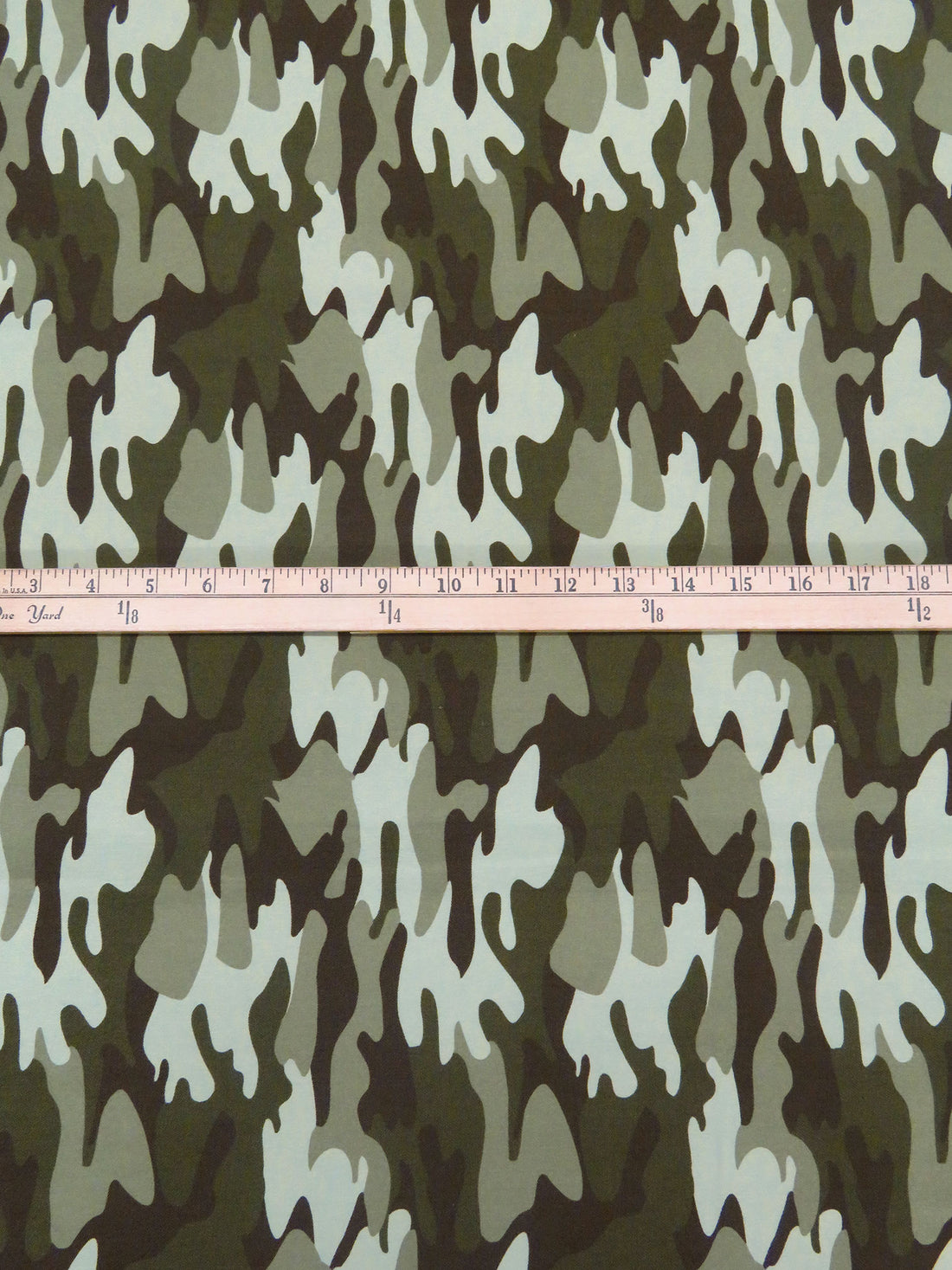 Dark Army Green/Dark Brown/Pale Moss/Multi Rayon/Nylon/Lycra Camouflage Print Stretch Bengaline Suiting 58W