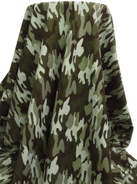 Dark Army Green/Dark Brown/Pale Moss/Multi Rayon/Nylon/Lycra Camouflage Print Stretch Bengaline Suiting 58W